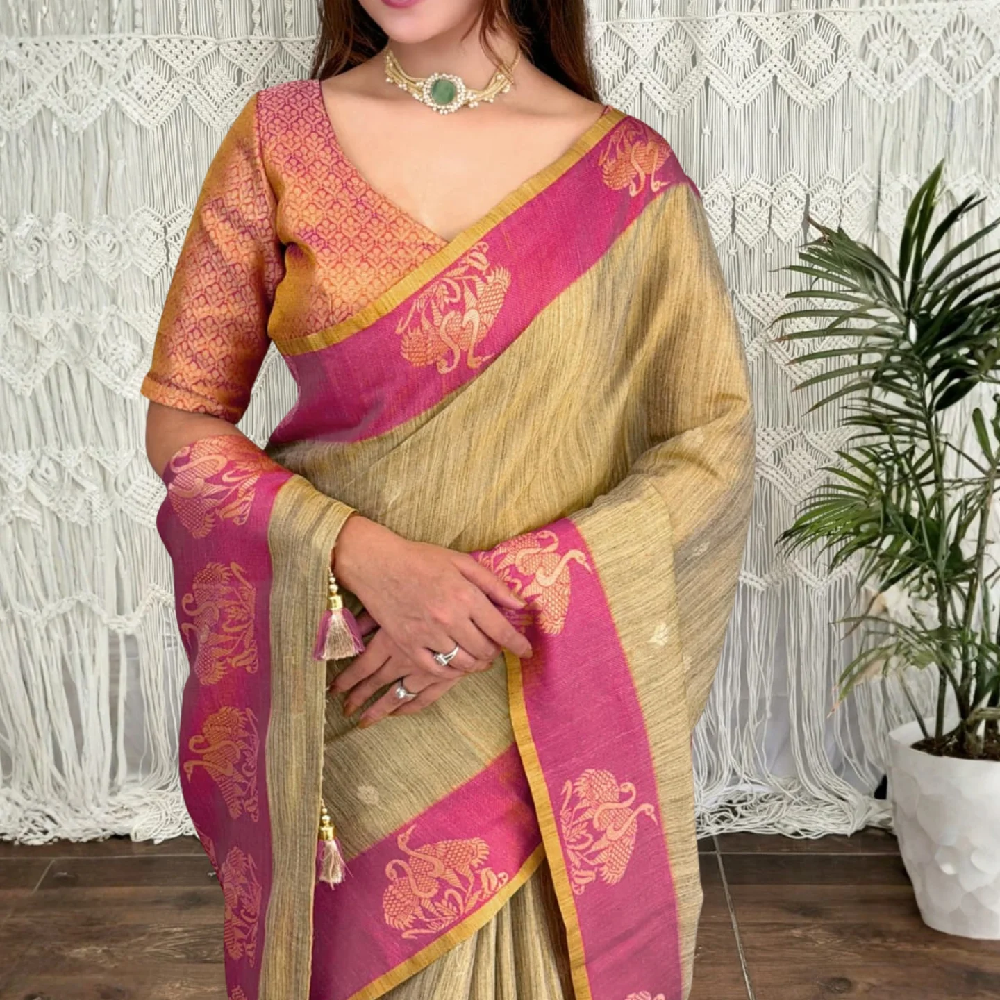 HANSHiNi ZARI JACQUARD COTTON SILK SAREE - Image 6