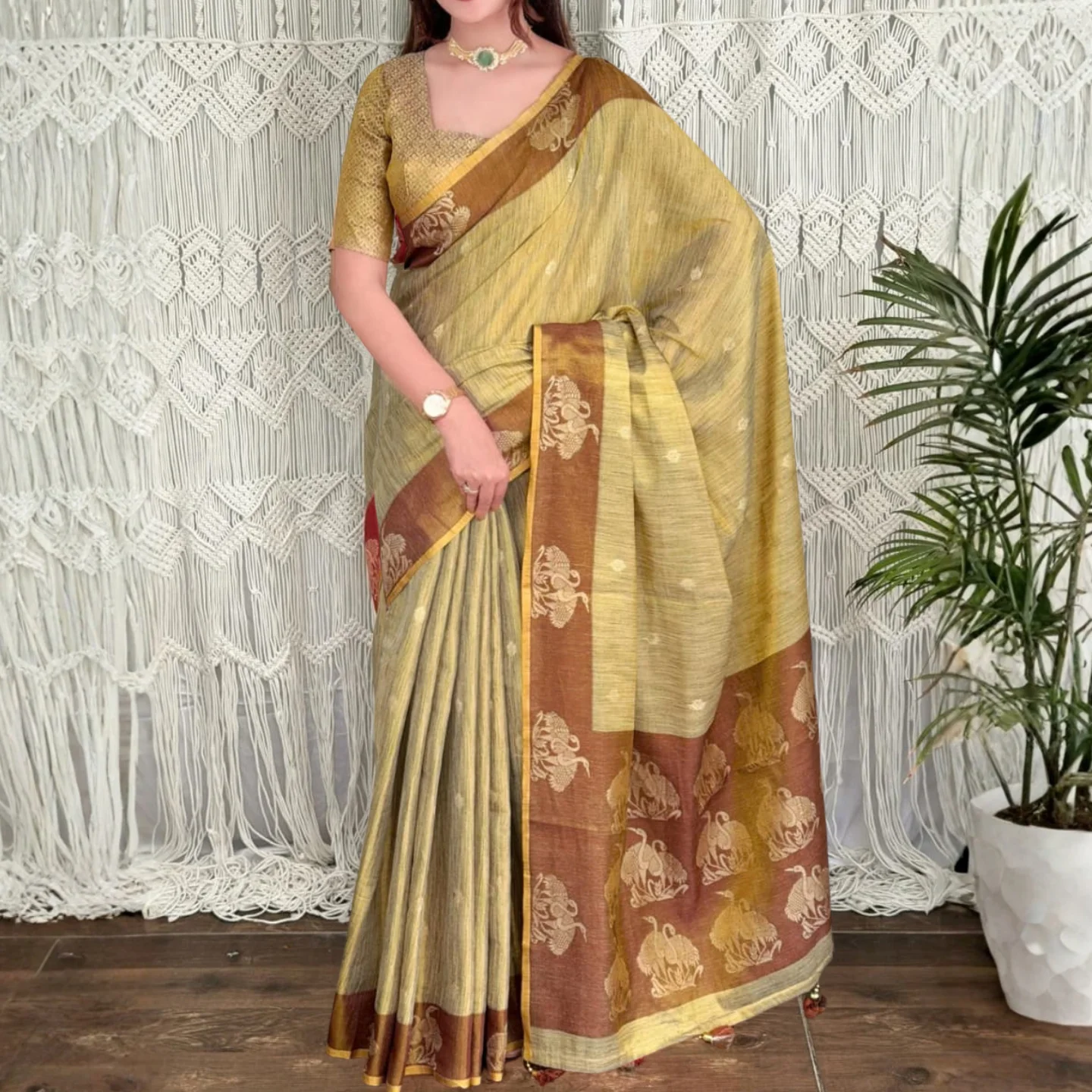 HANSHiNi ZARI JACQUARD COTTON SILK SAREE - Image 3