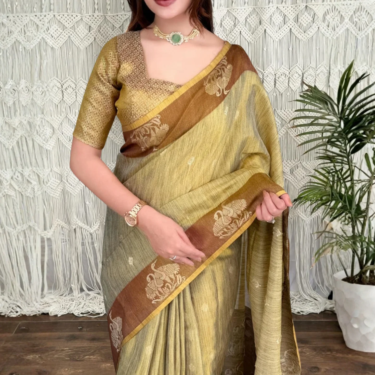 HANSHiNi ZARI JACQUARD COTTON SILK SAREE - Image 7